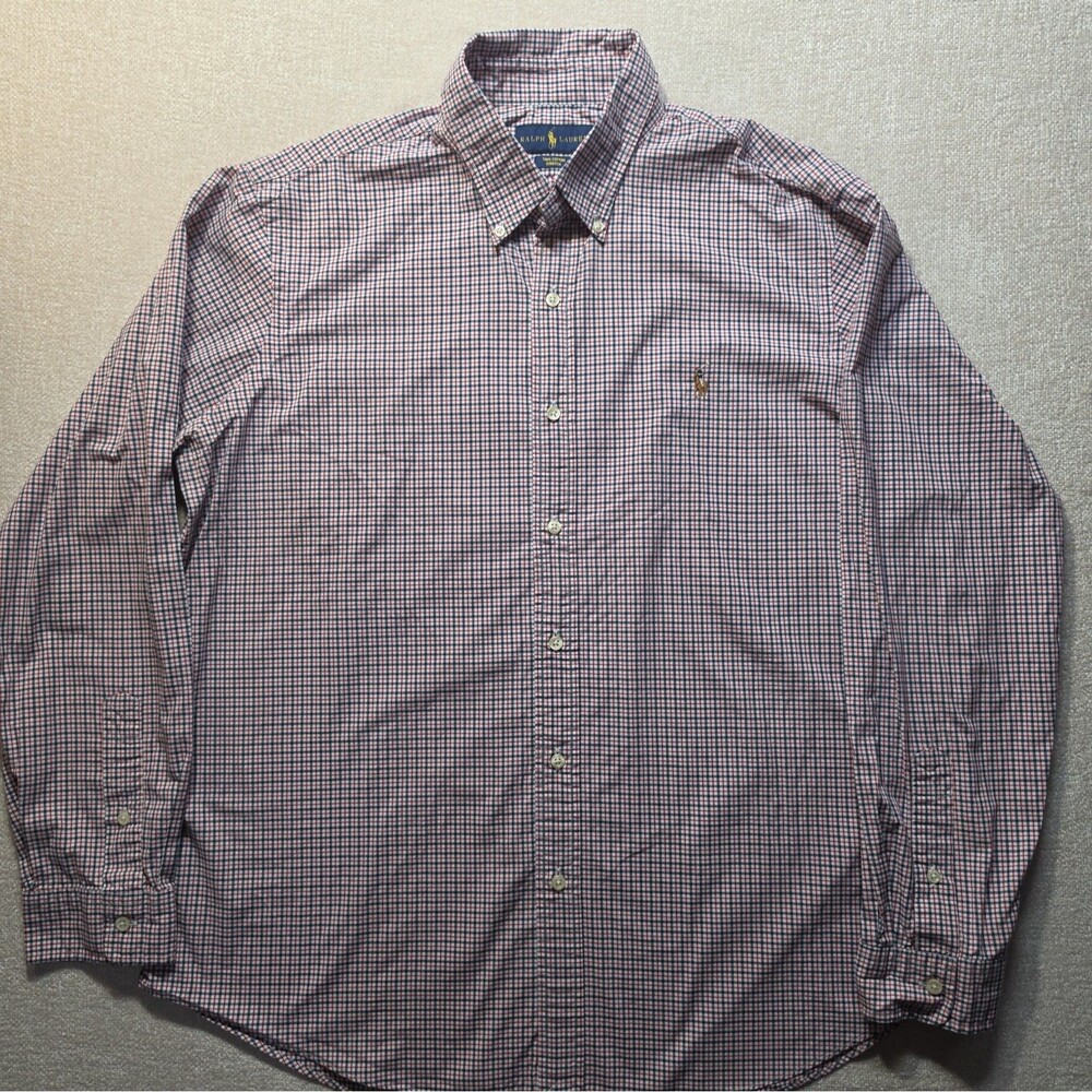 Polo Ralph Lauren 100% Cotton Stretch Shirt XL Slim Fit Plaid Button Up